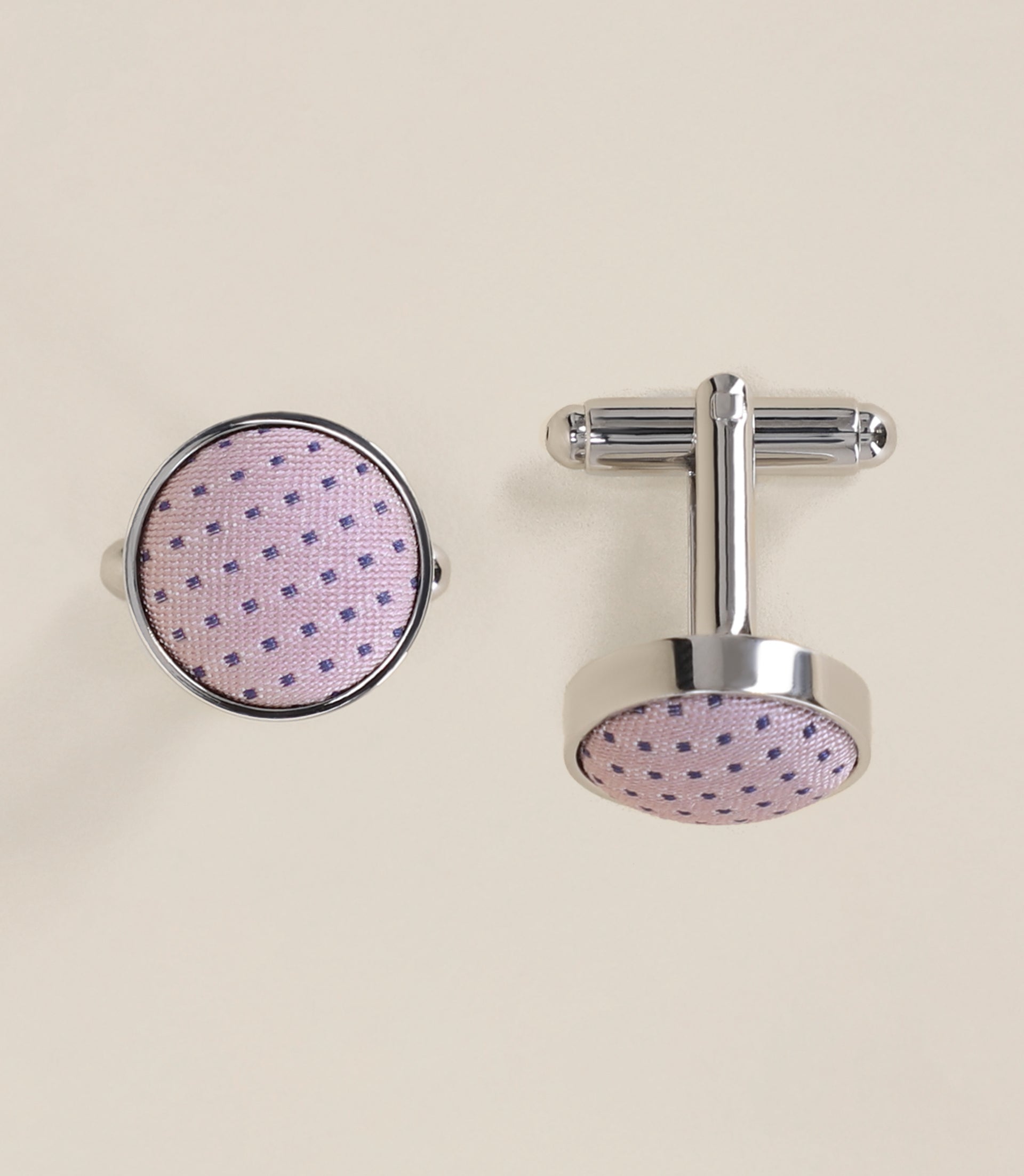 Boutons de manchette en soie et métal rose - IZAC