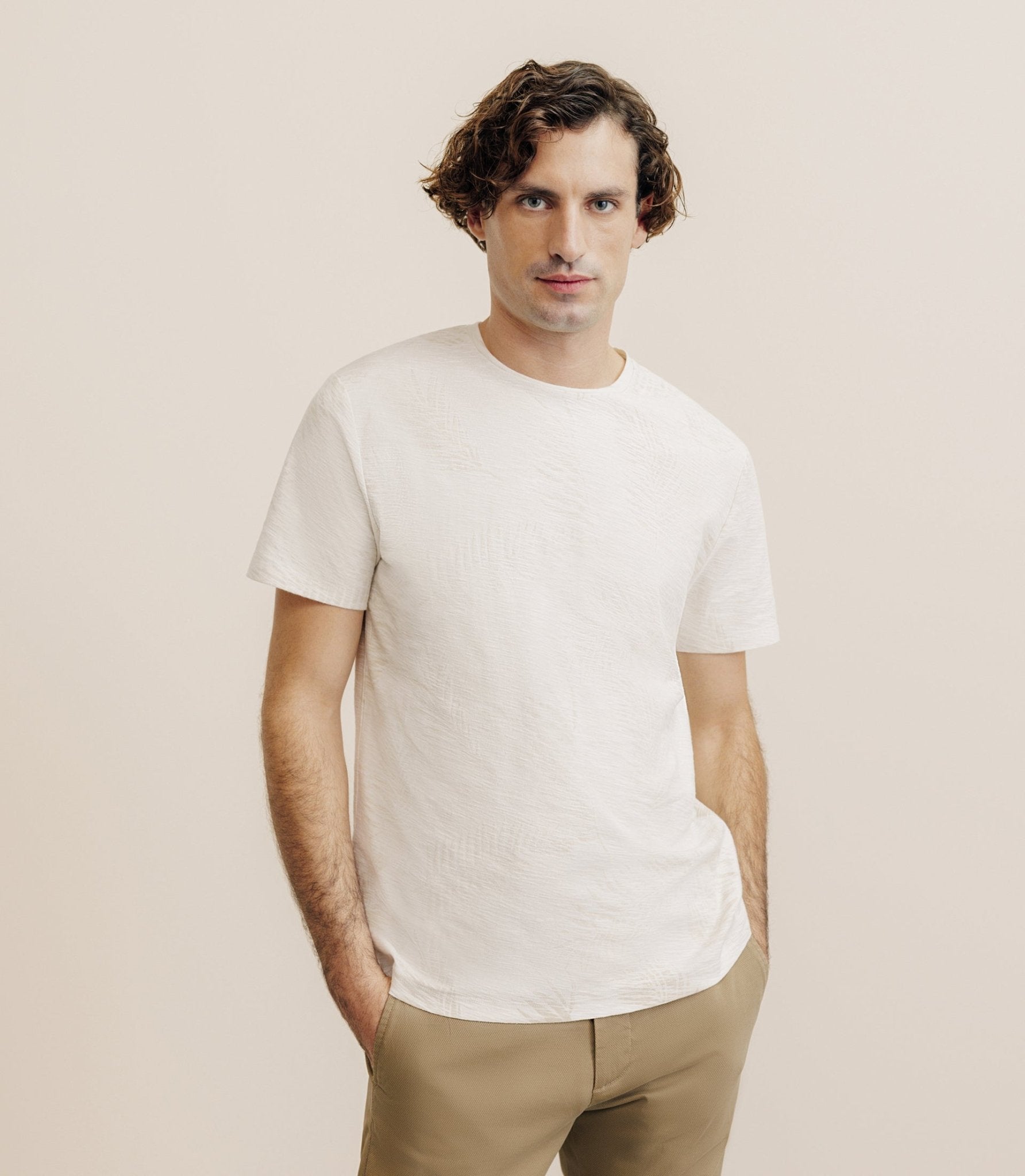 T-shirt manches courte print beige - IZAC