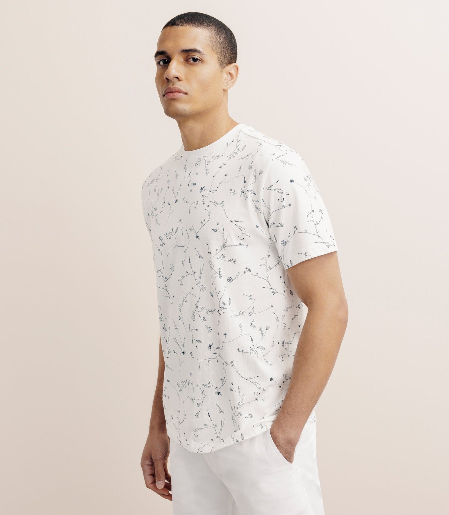 T-shirt à fleurs blanc - IZAC