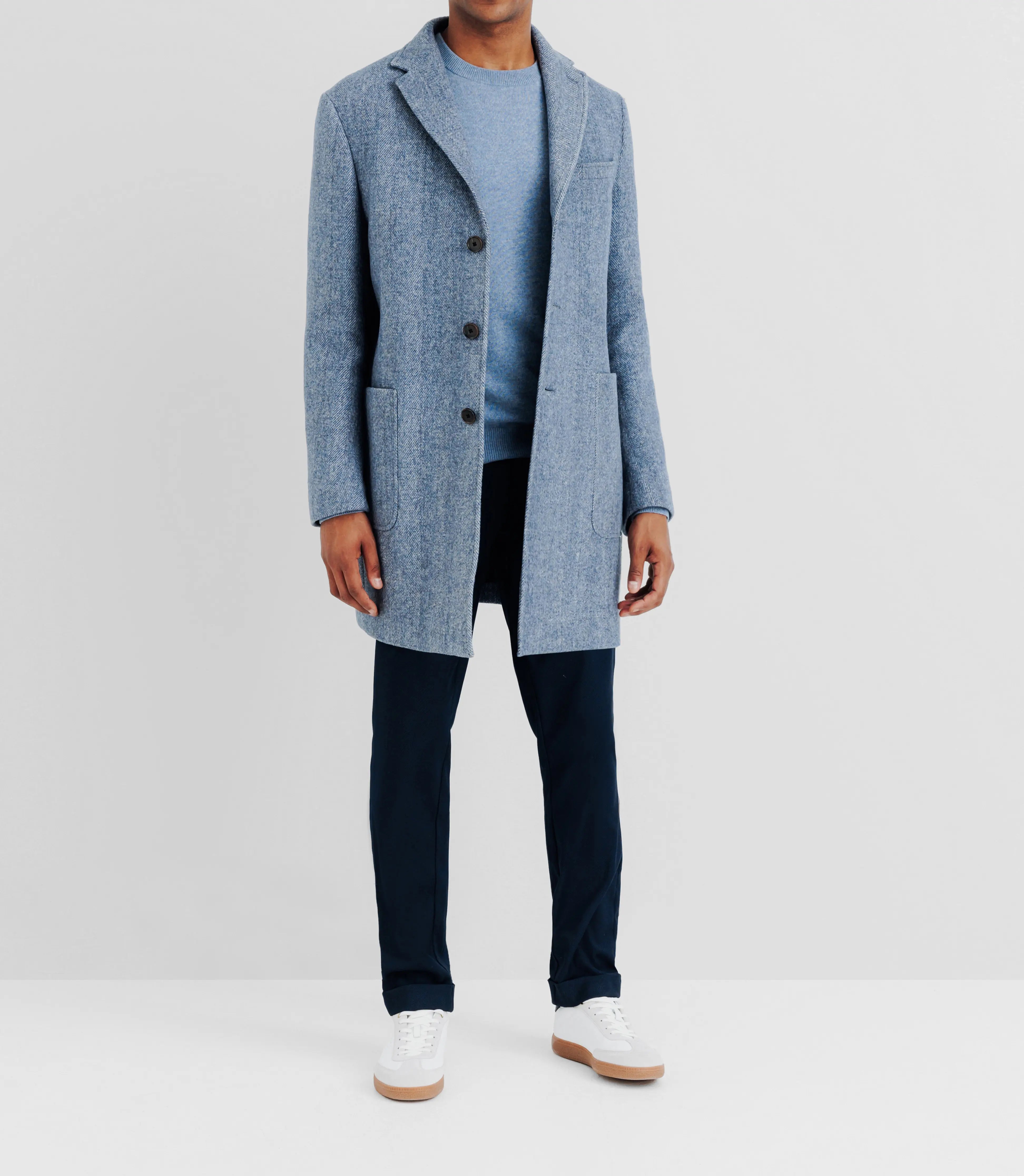 Manteau en laine avec boutons bleu - IZAC