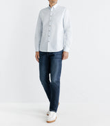 Chemise droite imprimée à coudières blanche et camel - IZAC