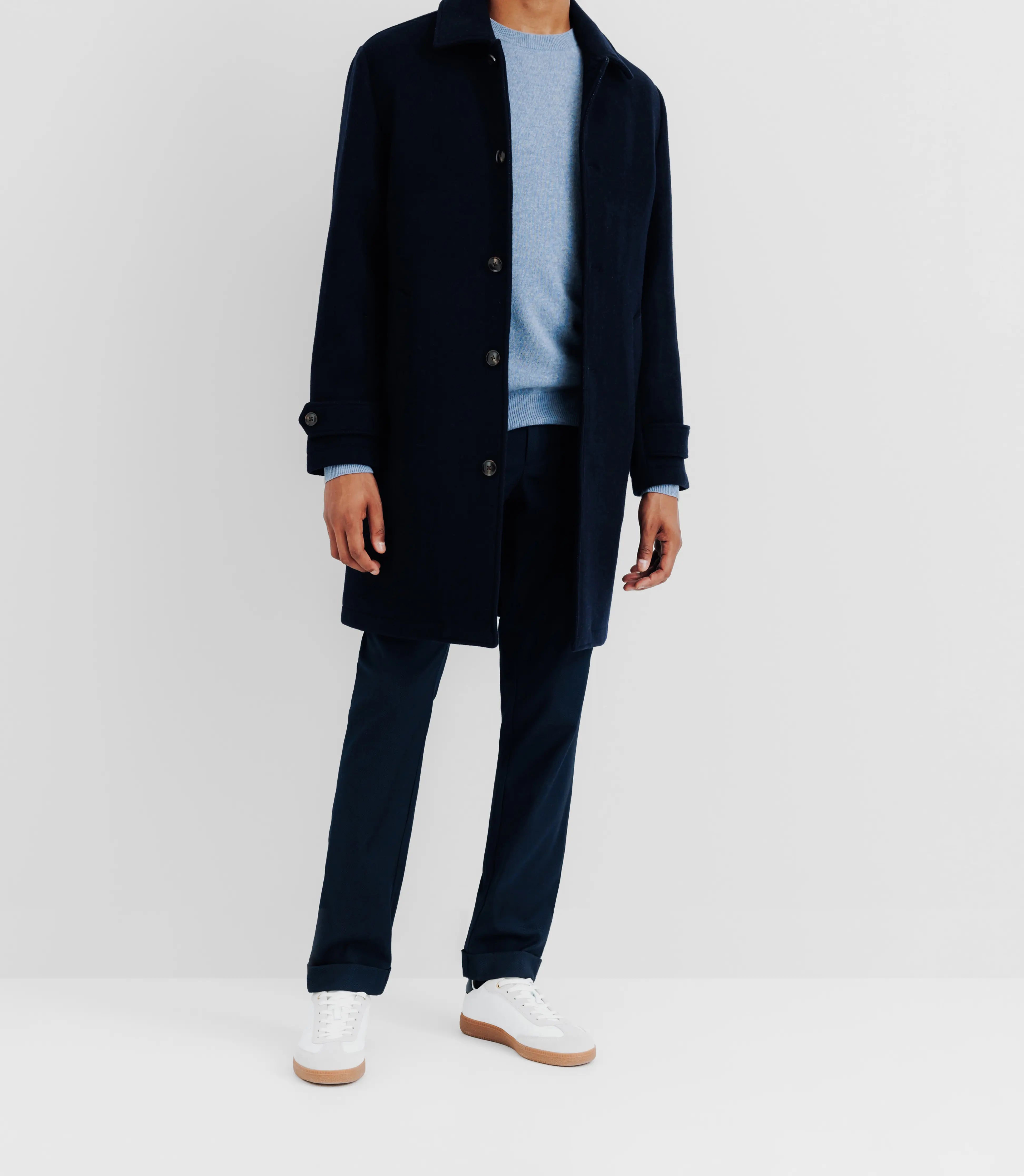 Manteau long droit marine - IZAC