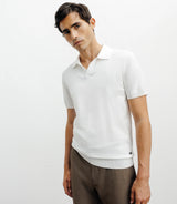 Polo col ouvert en maille ecru - IZAC