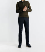 Pull coton/cachemire col zippé kaki - IZAC