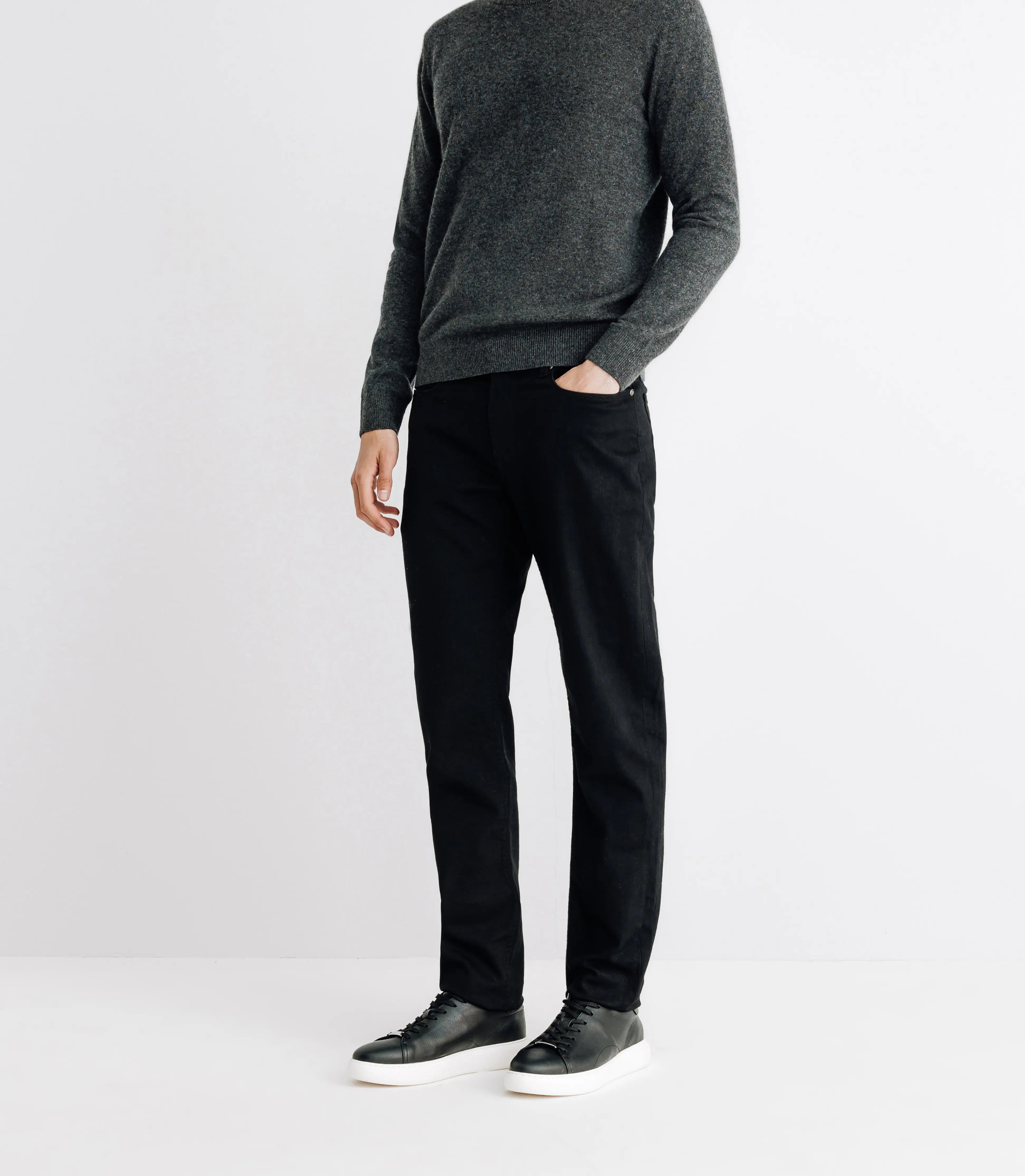 Pull col rond 100% cachemire anthracite - IZAC