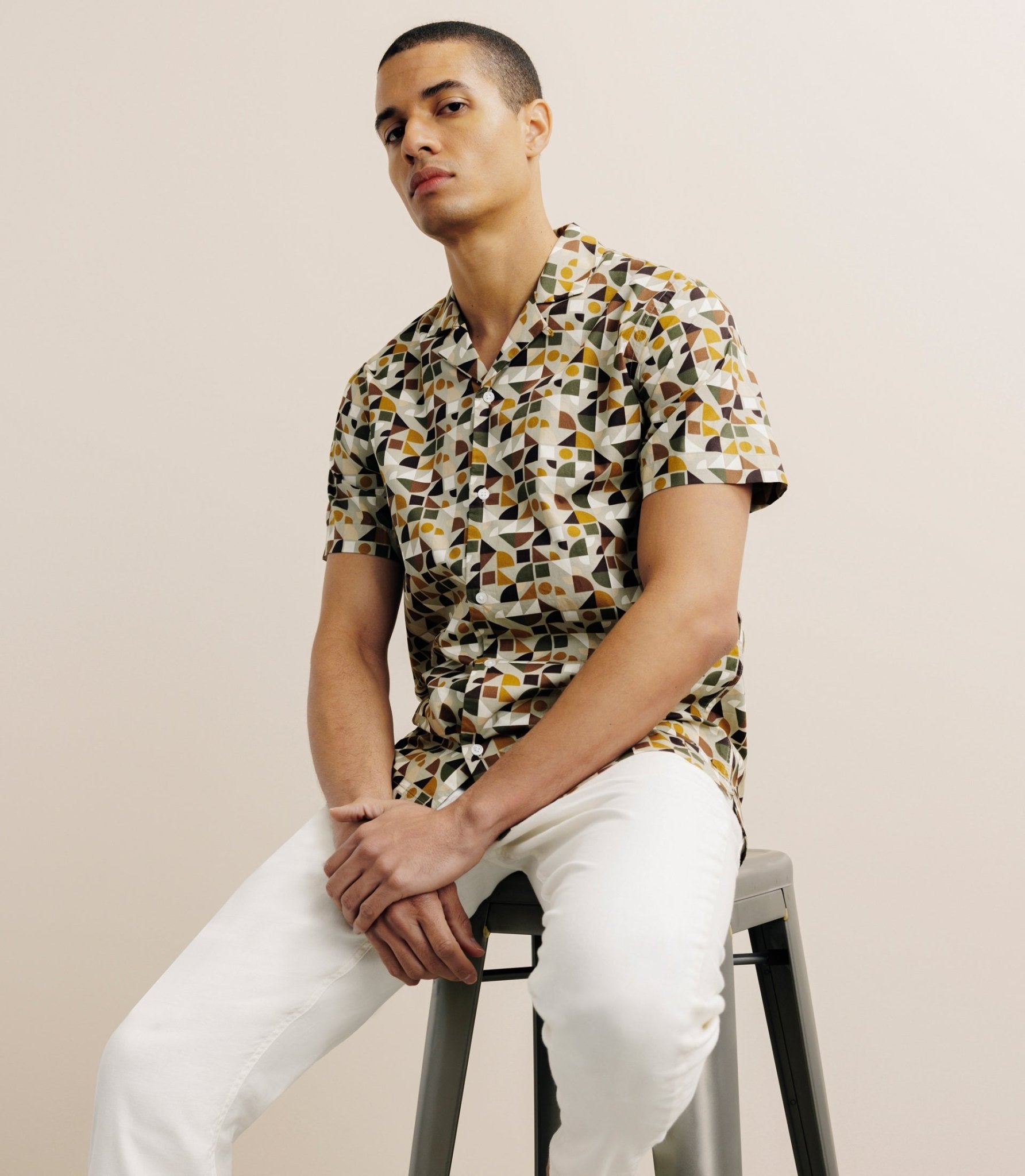 Chemise imprimée beige - IZAC