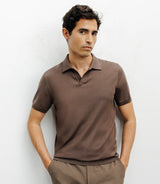 Polo col ouvert en maille chatain - IZAC