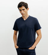 T-shirt col V basic marine - IZAC