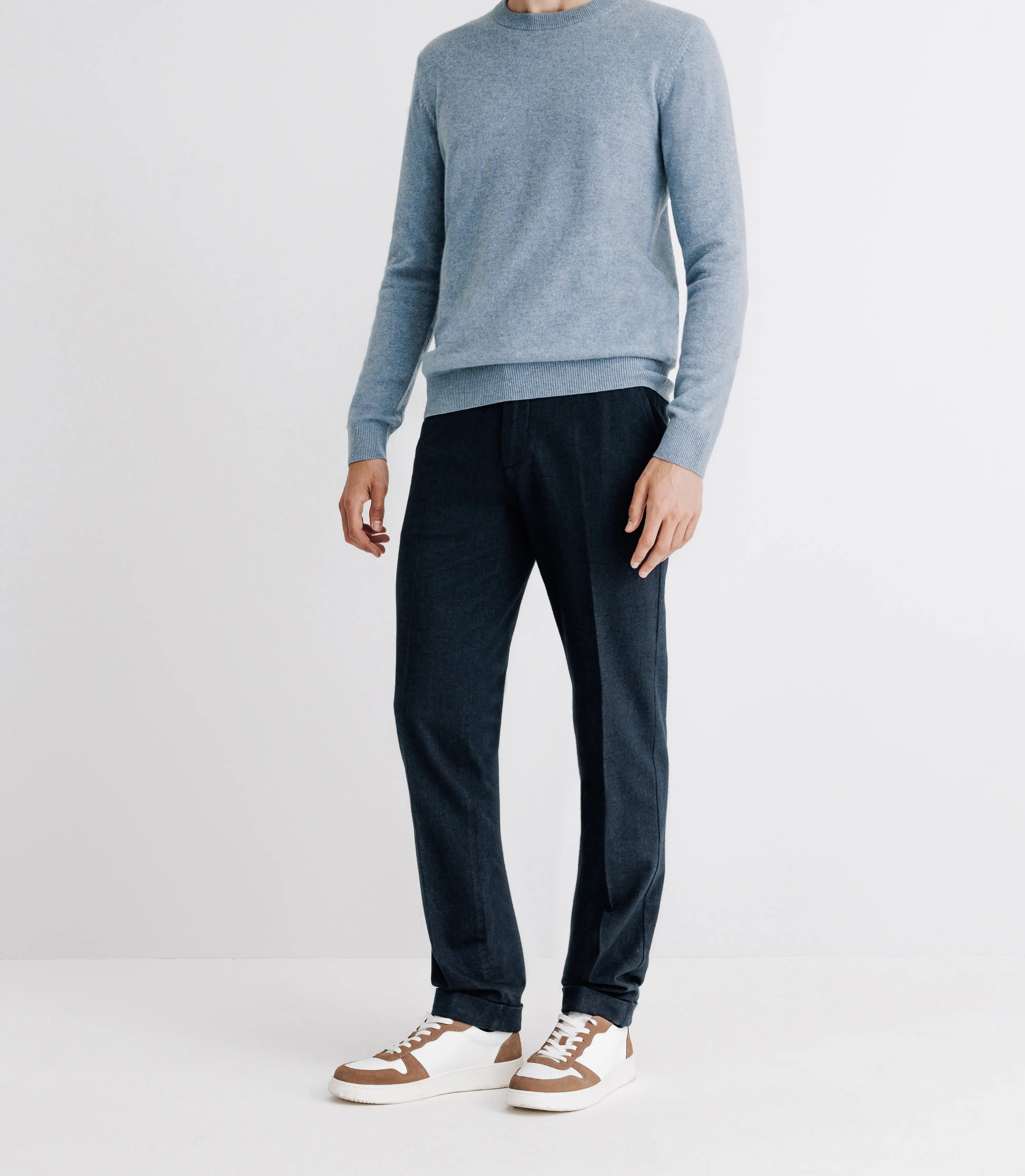Pull col rond 100% cachemire indigo - IZAC