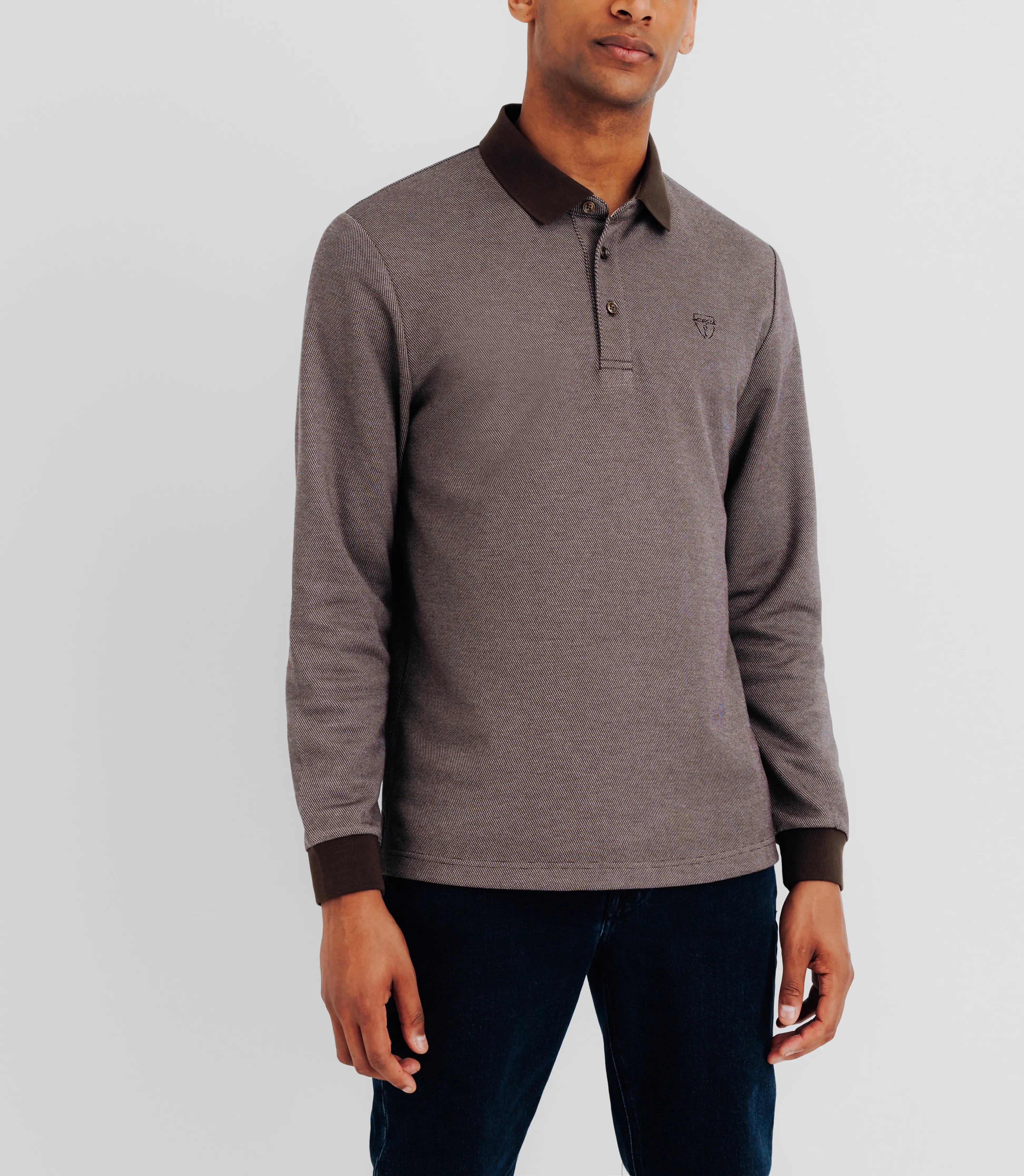 Polo en maille marron - IZAC