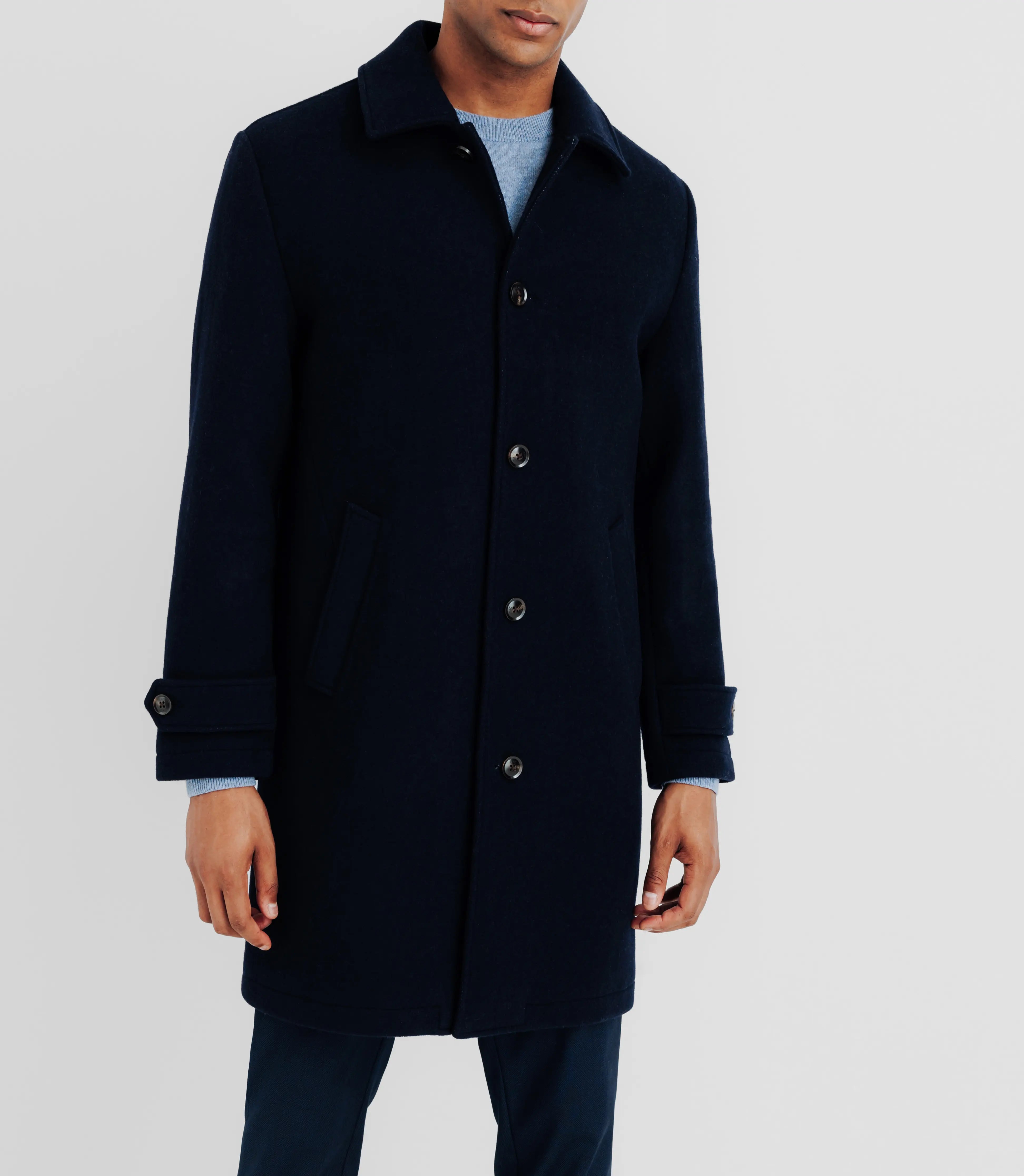 Manteau long droit marine - IZAC