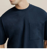 T-shirt uni oversize col rond marine - IZAC