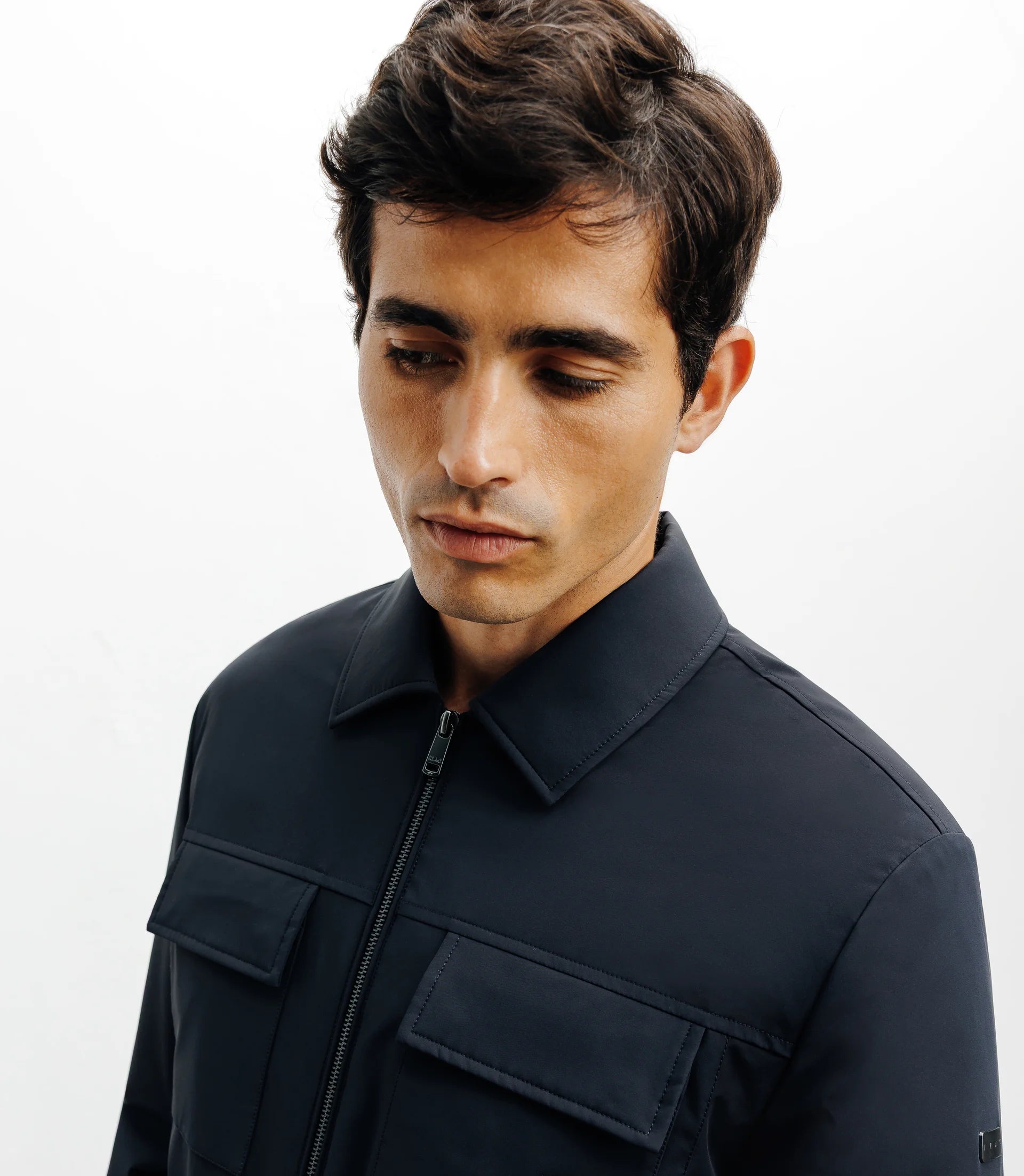 Blouson col chemise marine - IZAC
