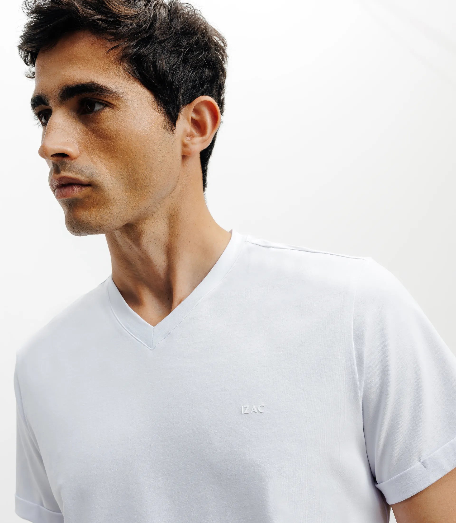 T-shirt col V basic blanc - IZAC