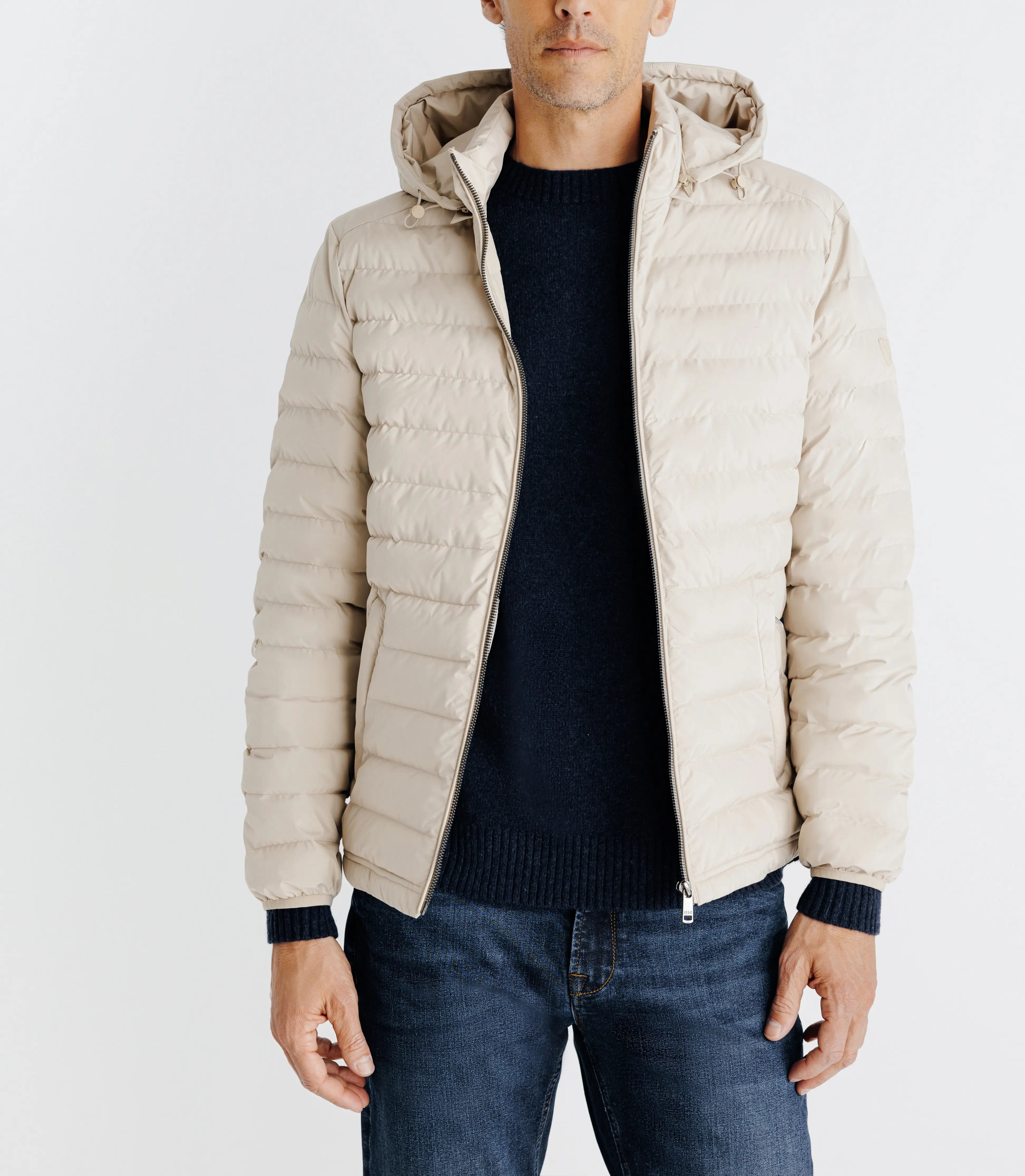 Doudoune avec capuche amovible beige - IZAC