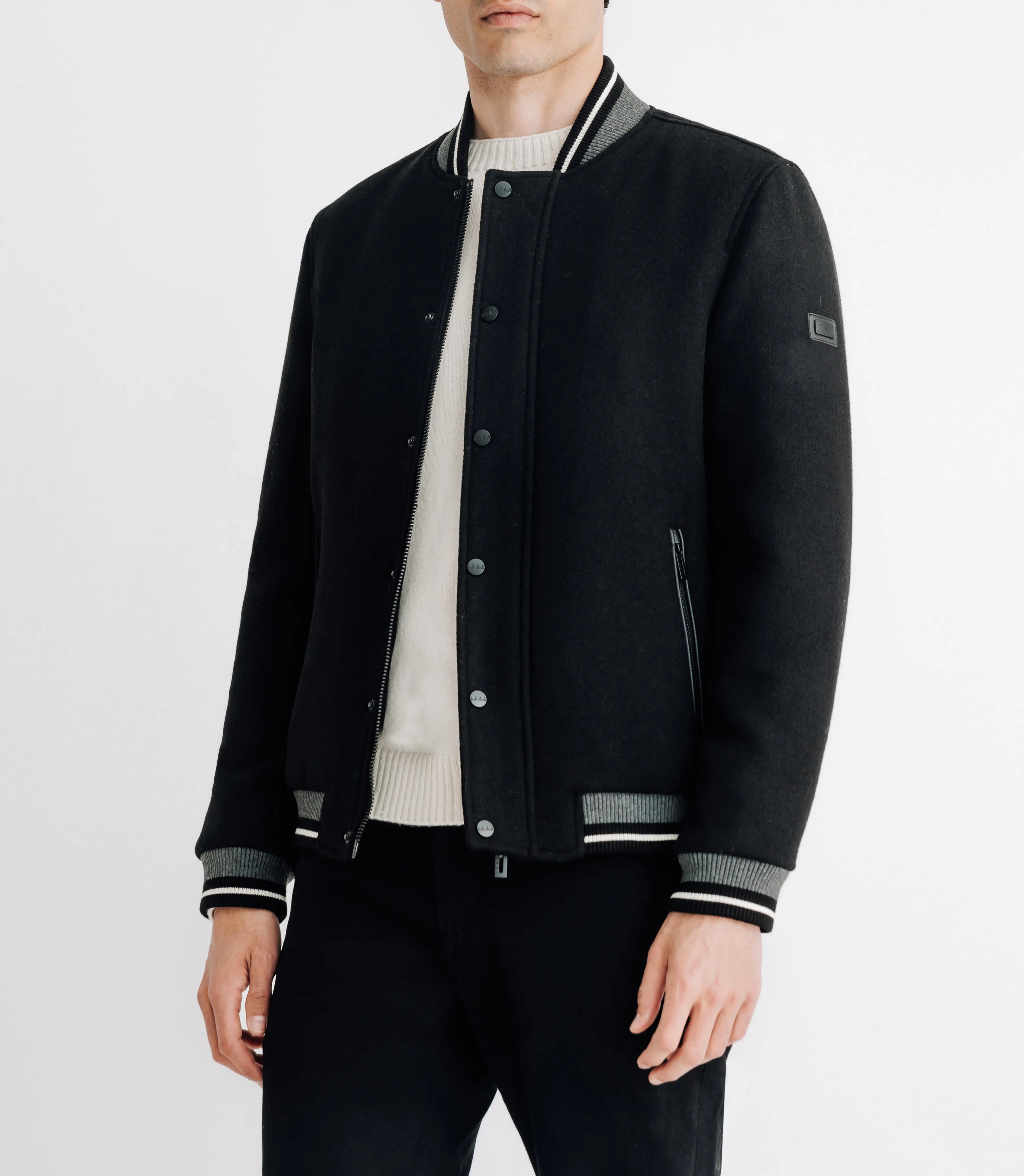 Blouson teddy en laine noir - IZAC