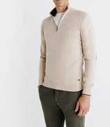 Pull col montant zippé beige - IZAC