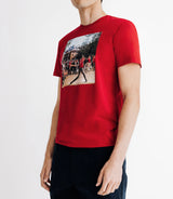 T-shirt col rond avec print rouge - IZAC