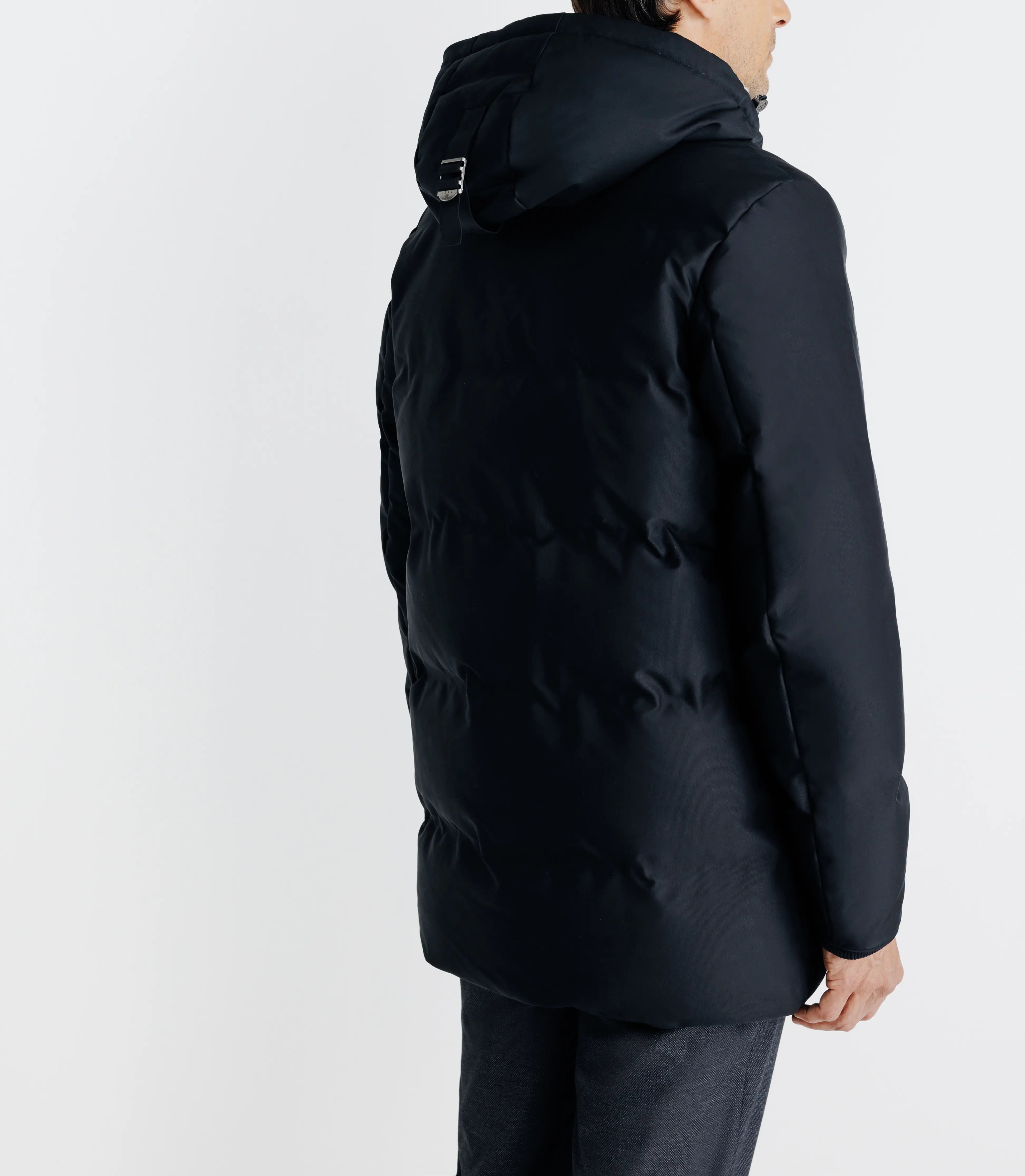 Parka longue matelassée à capuche marine - IZAC