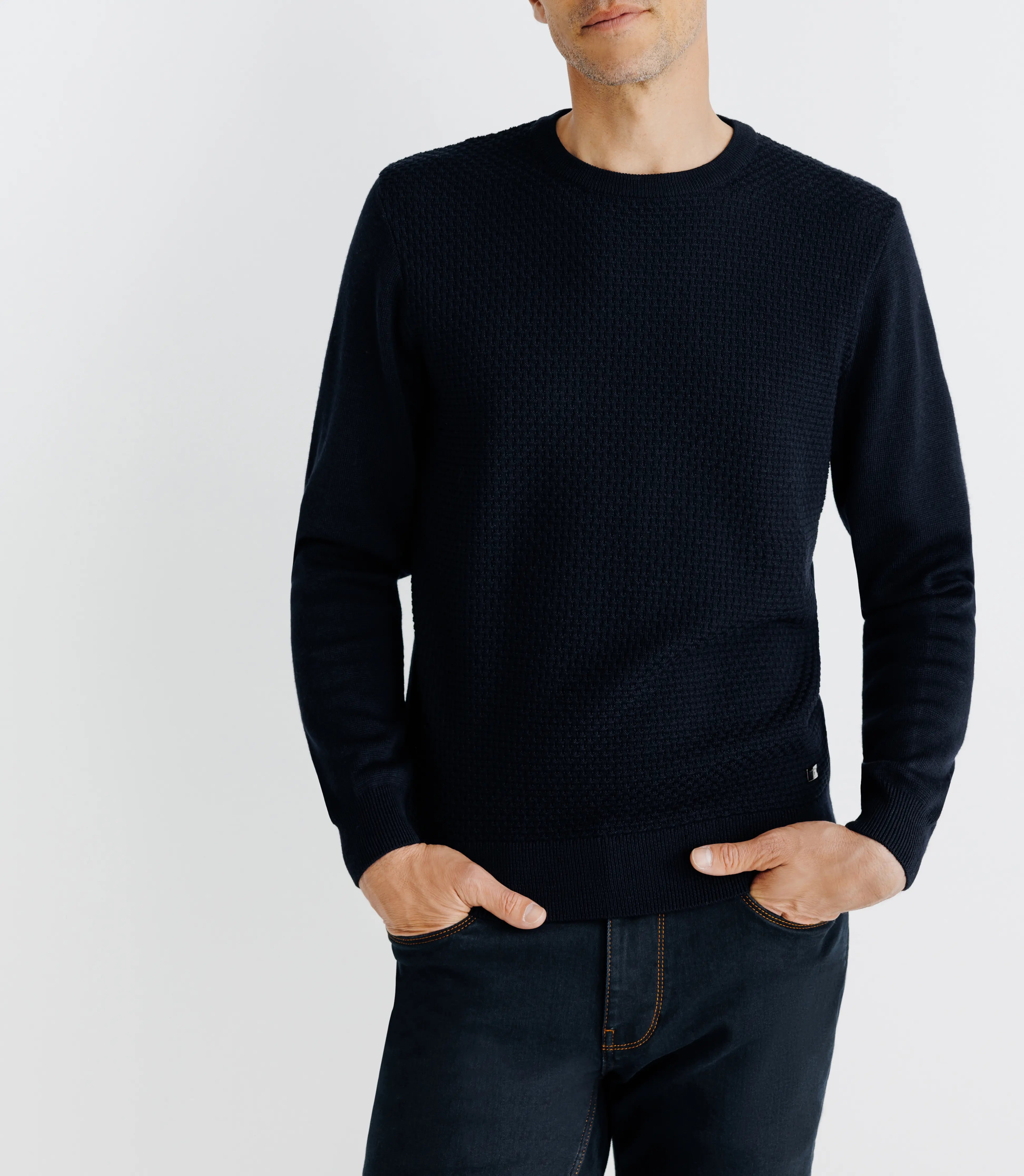 Pull col rond marine - IZAC