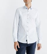 Chemise imprimée à coudières blanche et marine - IZAC
