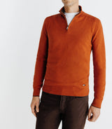 Pull coton/cachemire col zippé brique - IZAC