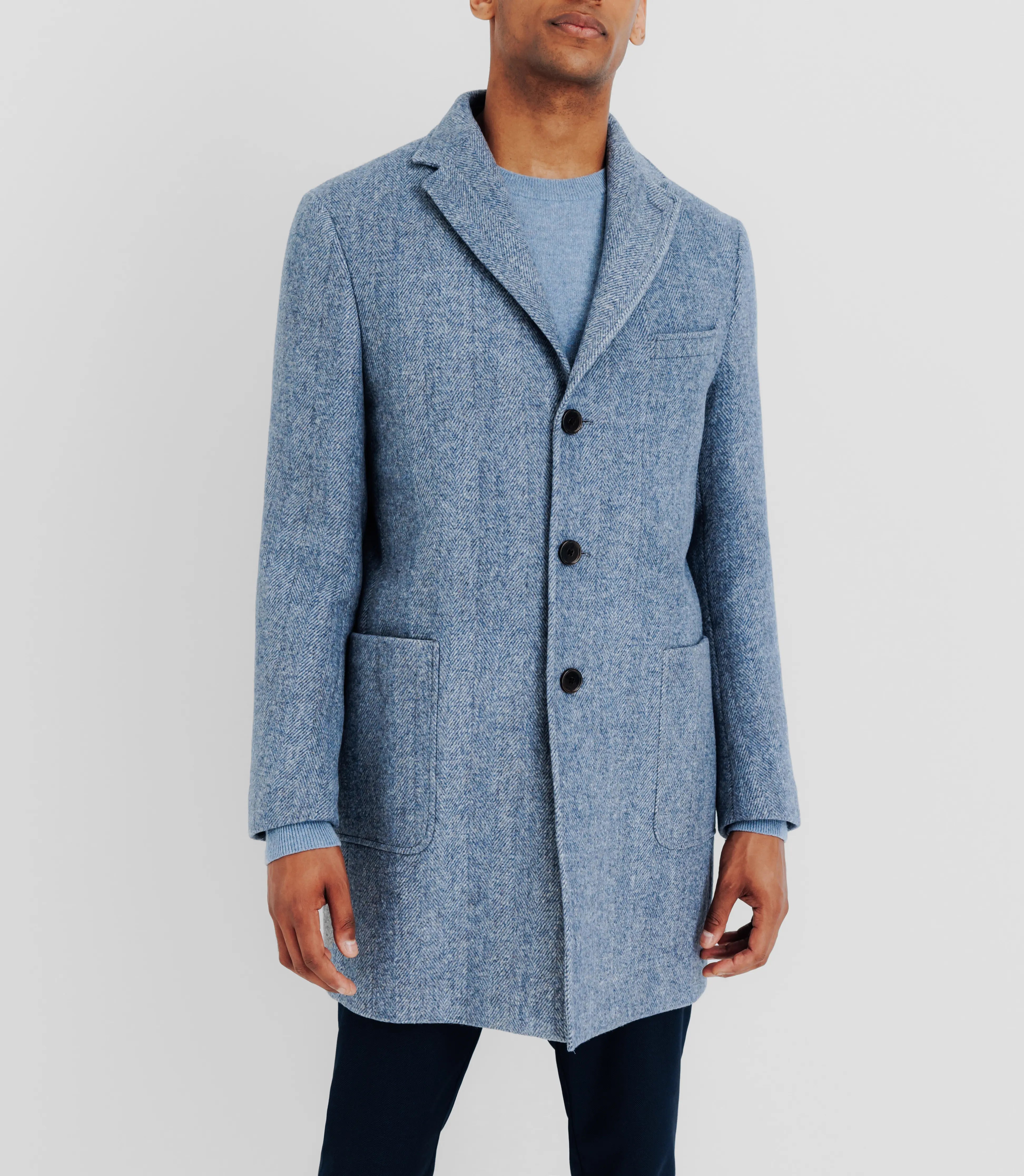 Manteau en laine avec boutons bleu - IZAC