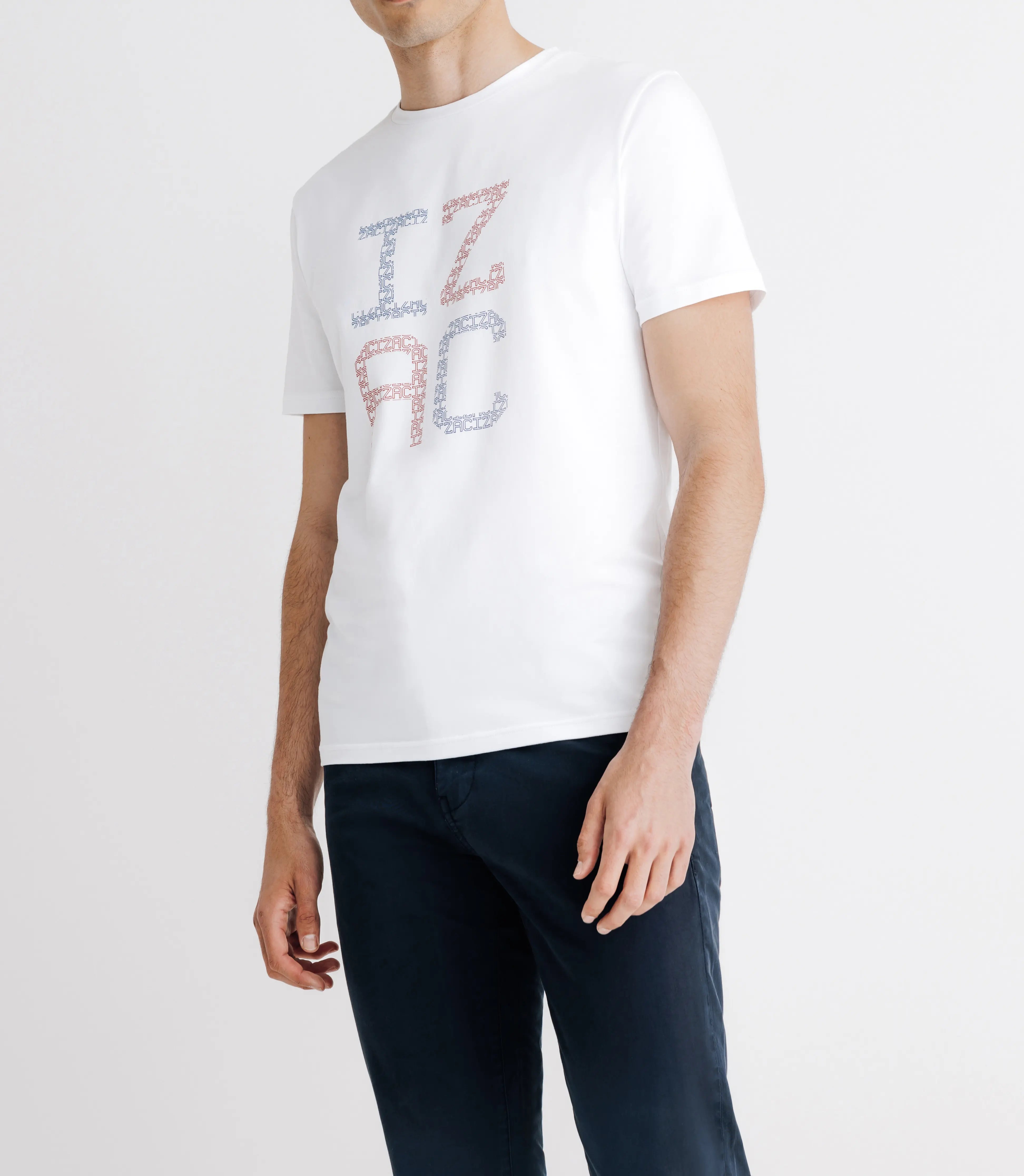 T-shirt avec écriture au centre blanc - IZAC