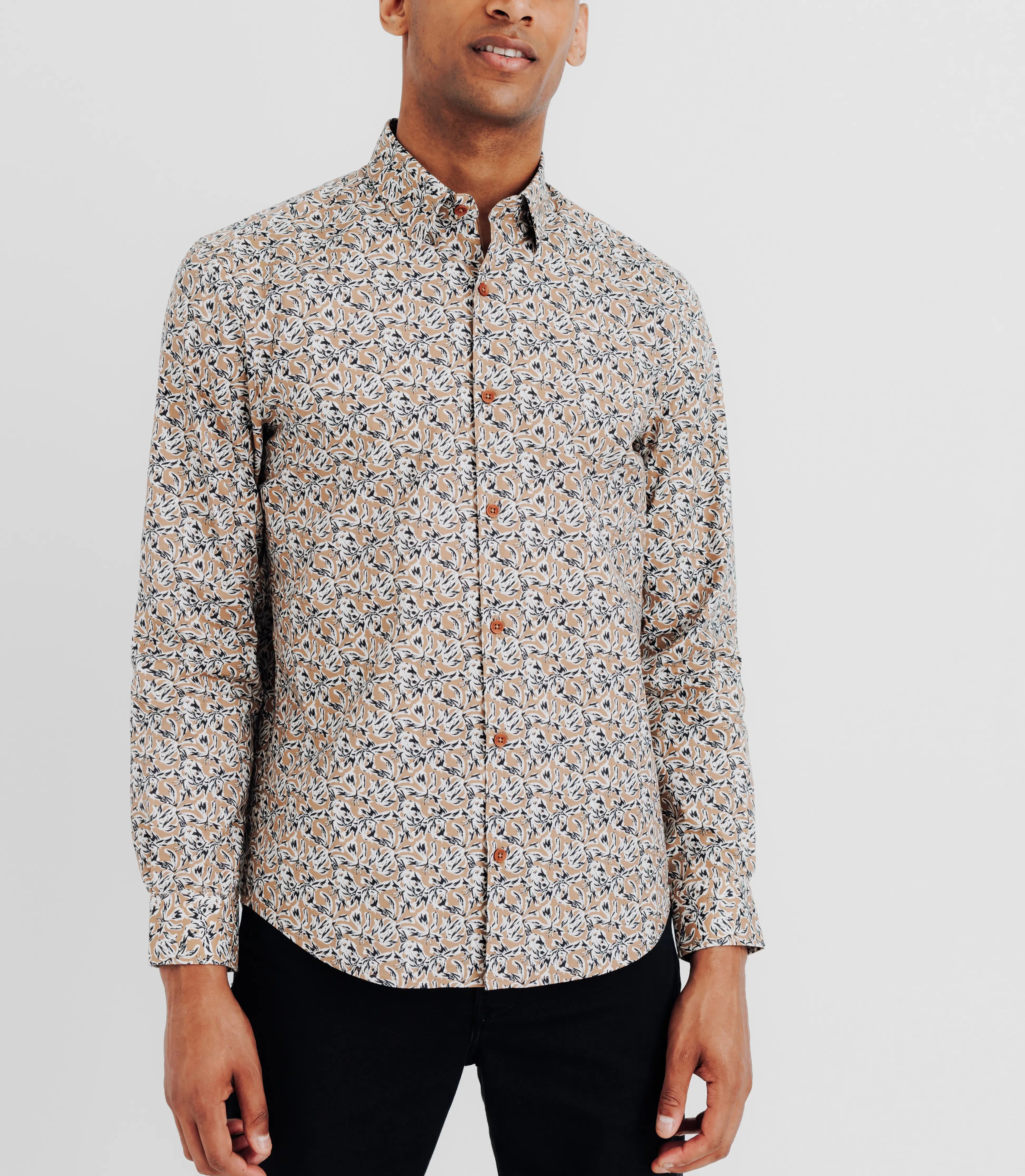 Chemise avec imprimé floral camel - IZAC