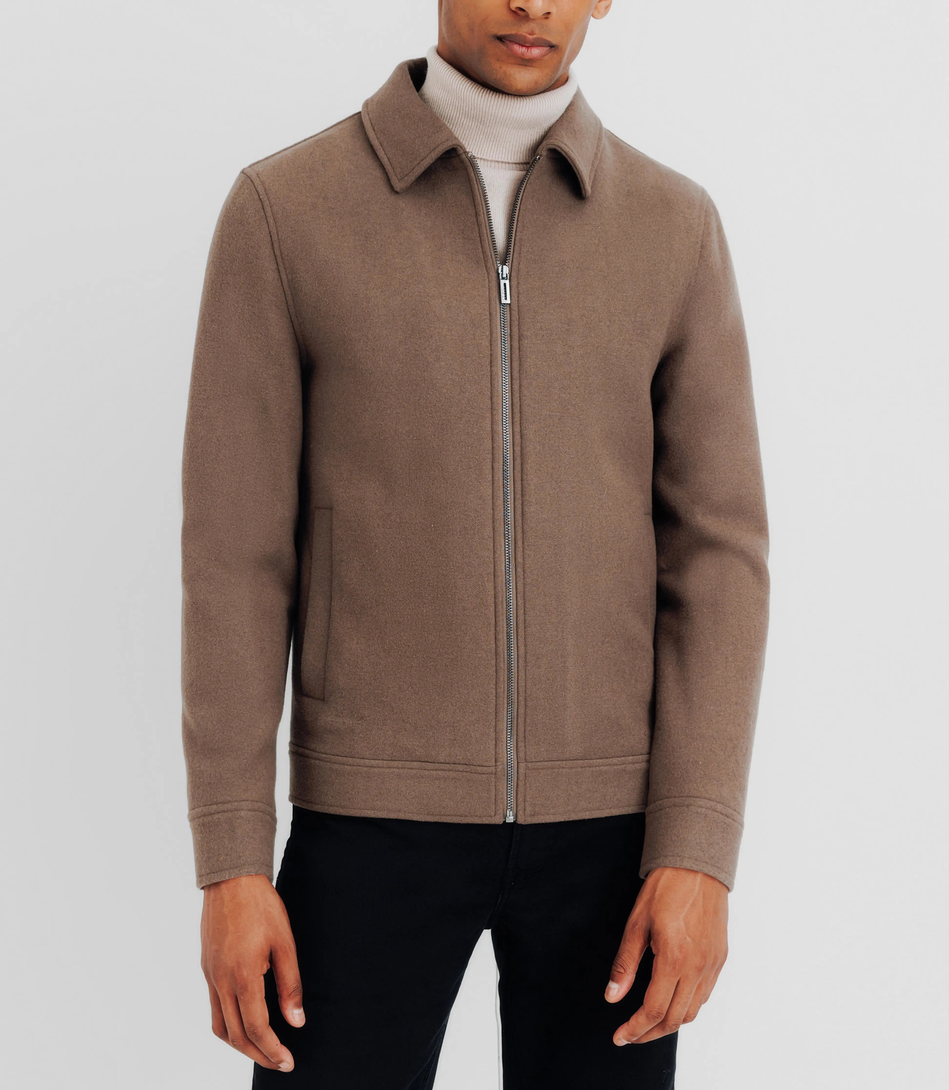 Blouson en laine taupe - IZAC