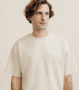 T-shirt uni oversize col rond beige - IZAC