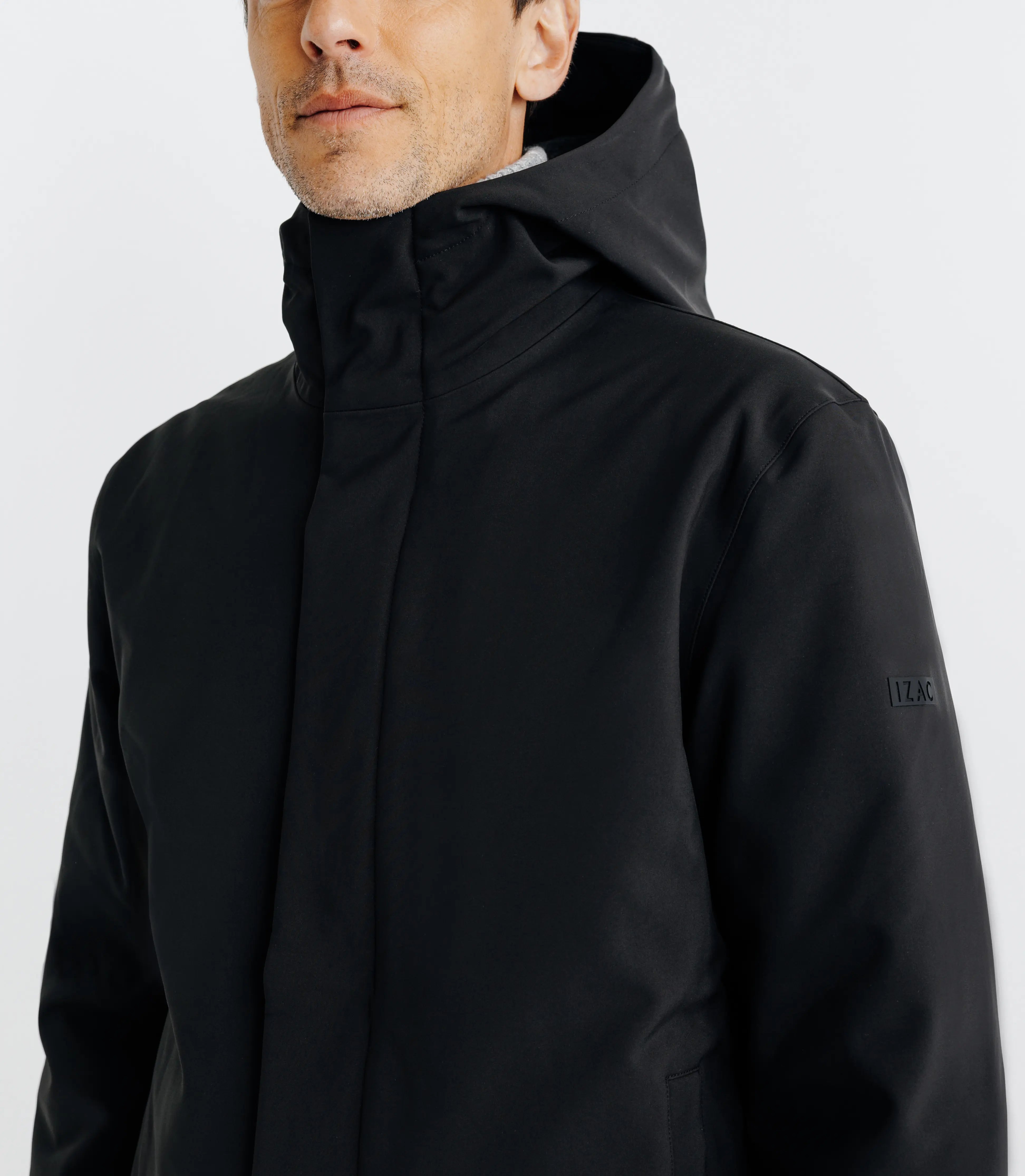 Parka courte avec col montant noir - IZAC