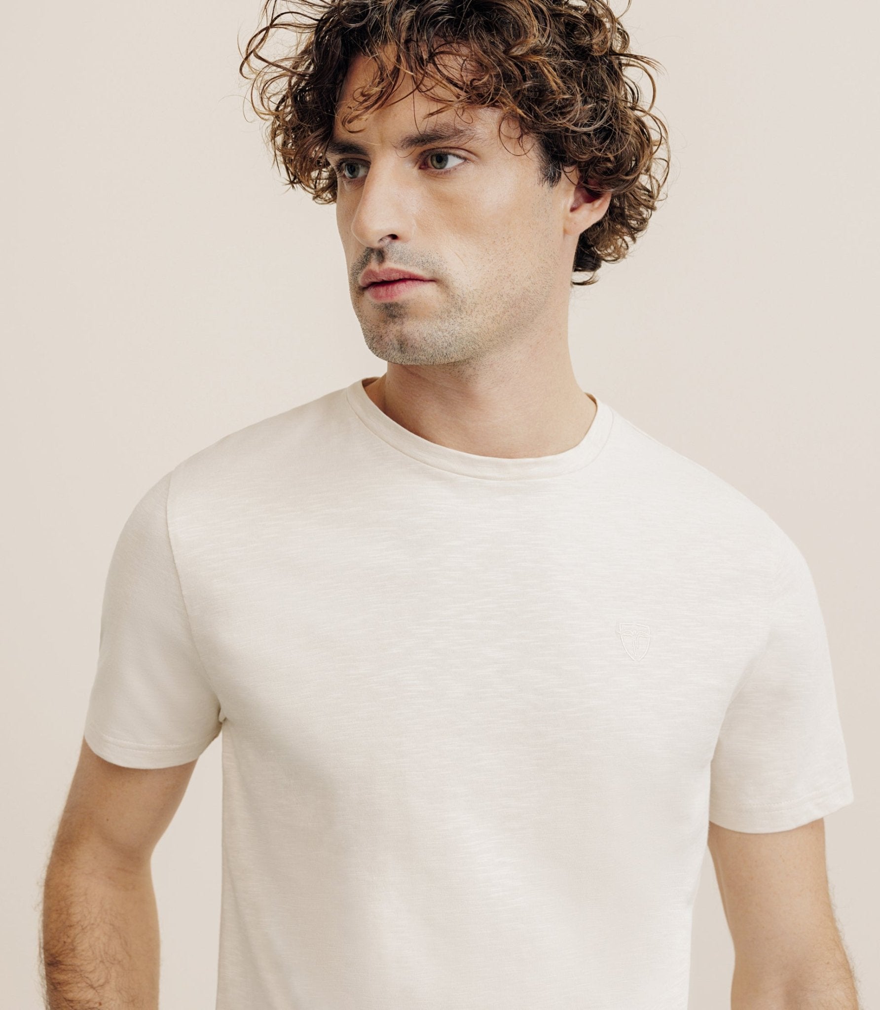 T-shirt col rond beige - IZAC