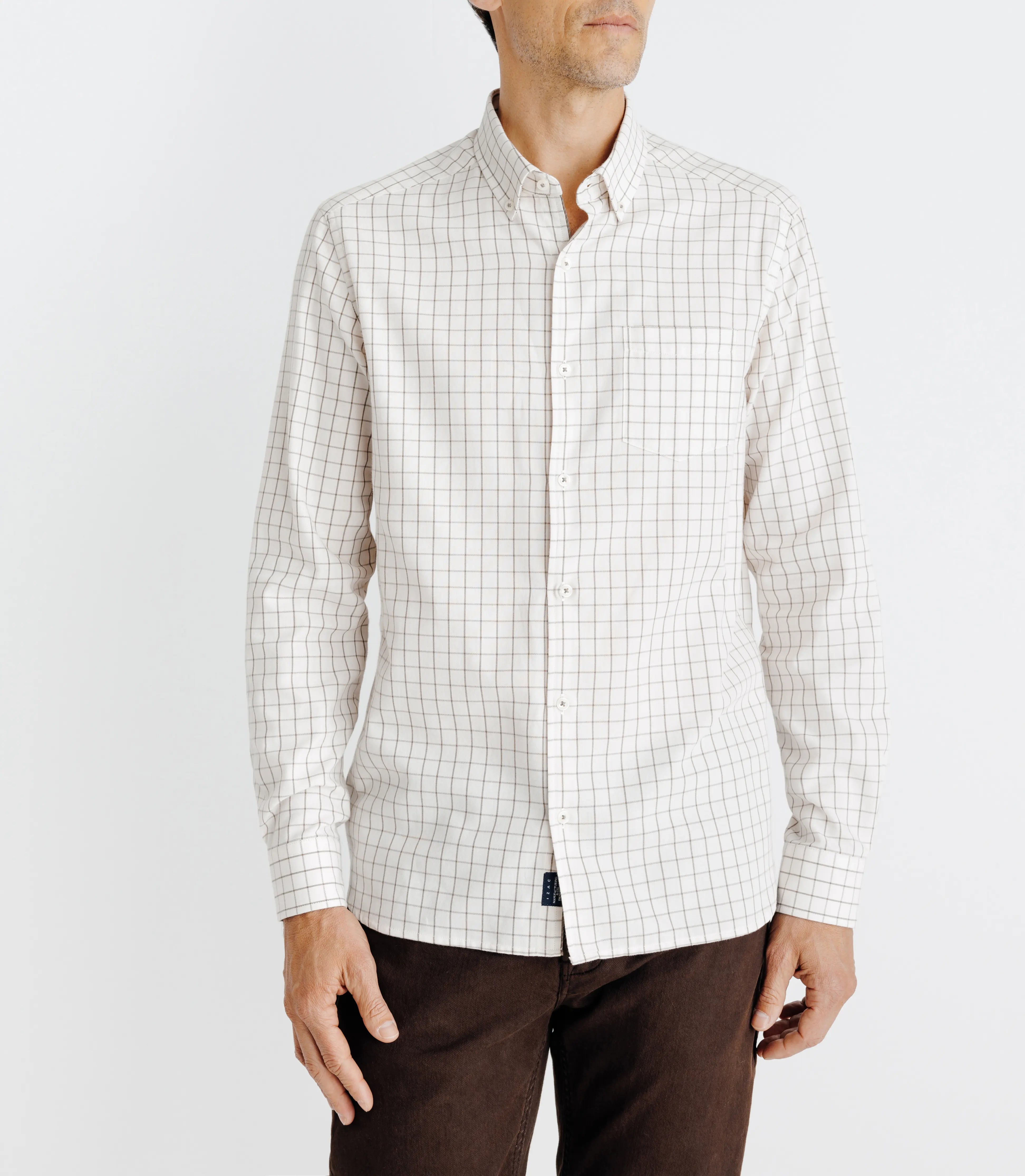 Chemise avec carreaux beige - IZAC
