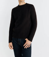 Pull lambswool col rond marron - IZAC