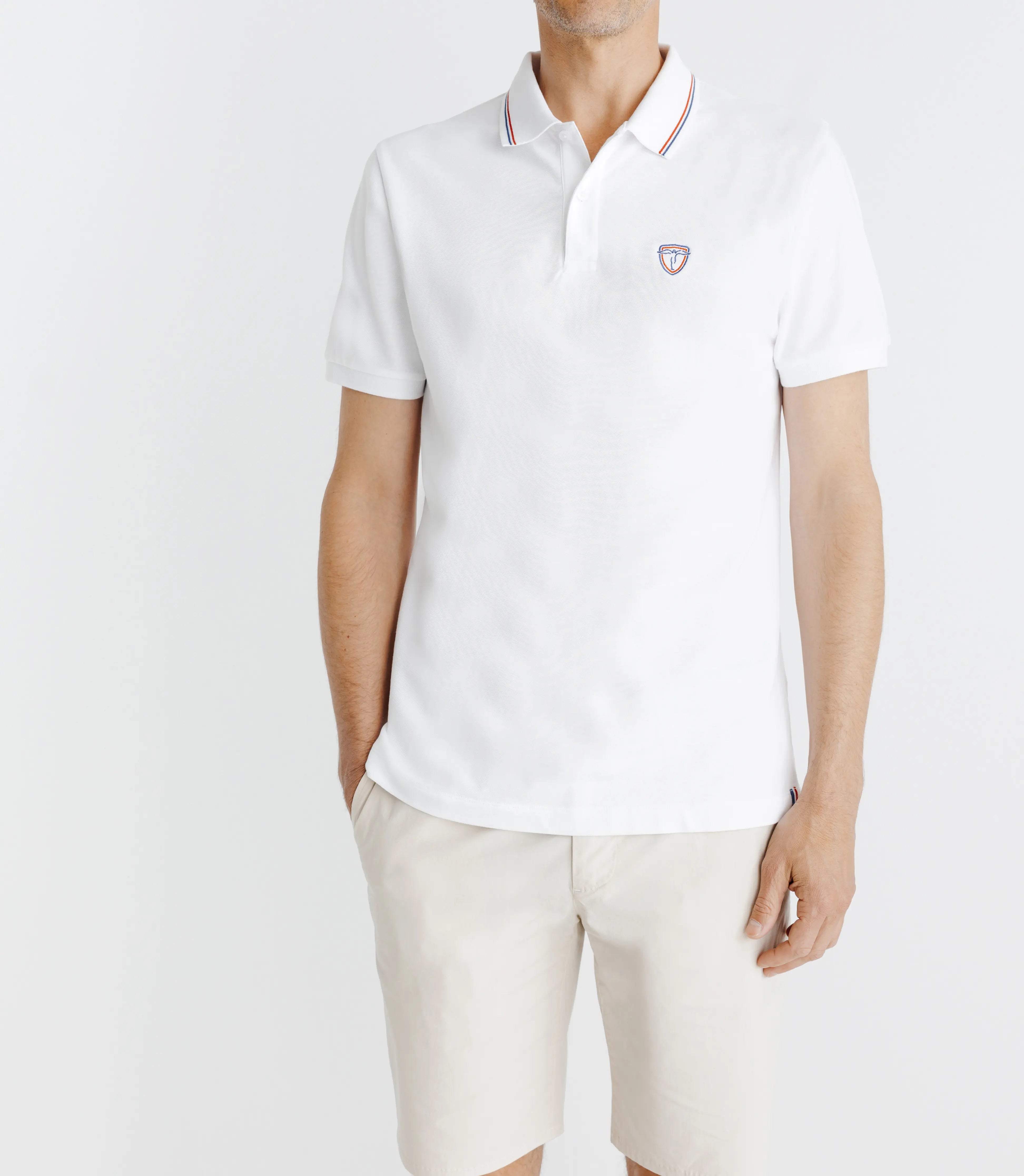 Polo piqué boutonné blanc - IZAC