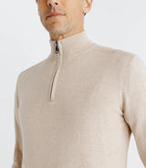 Pull col montant zippé beige - IZAC
