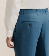 Pantalon 100% lin bleu vert