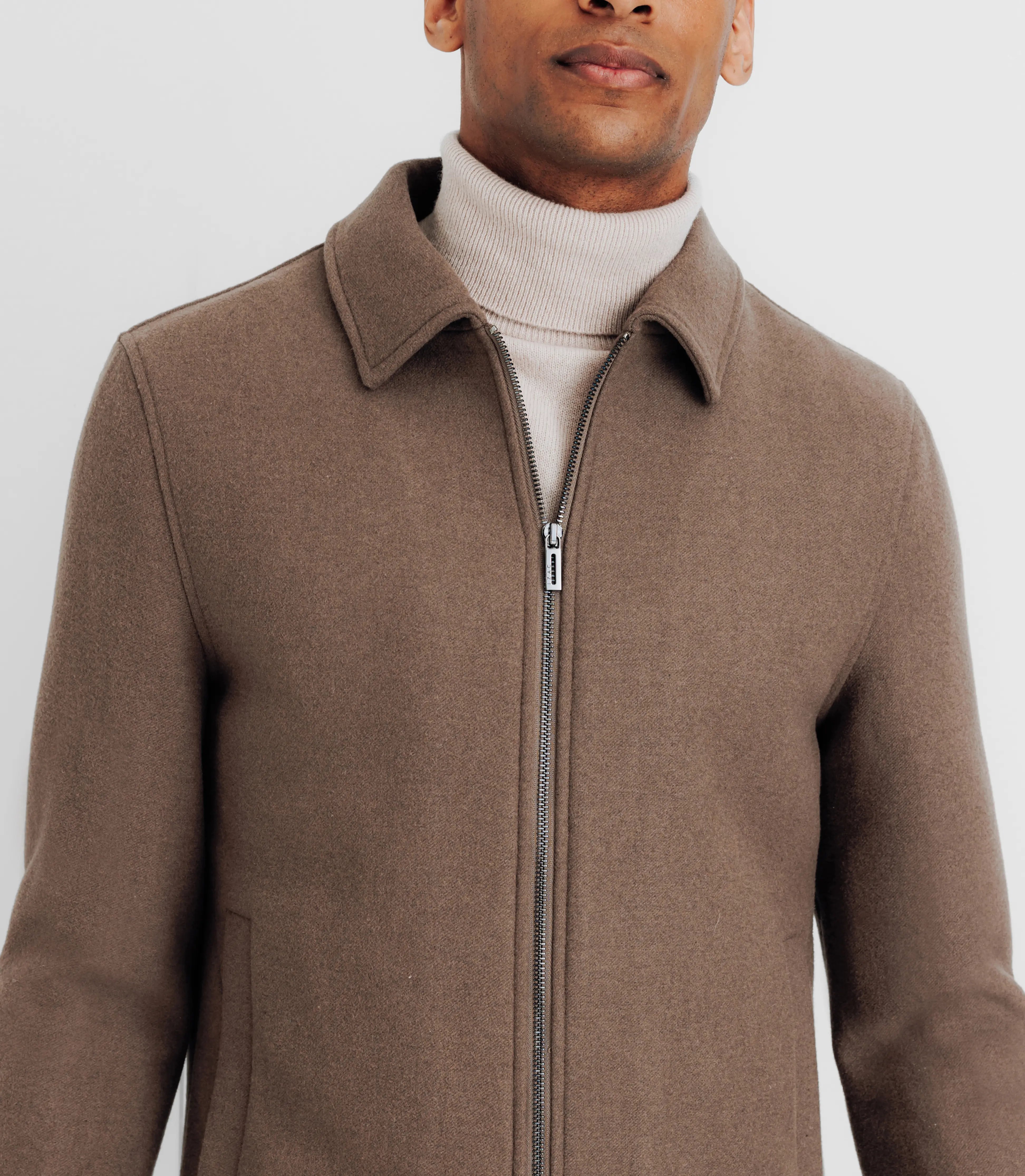 Blouson en laine taupe - IZAC