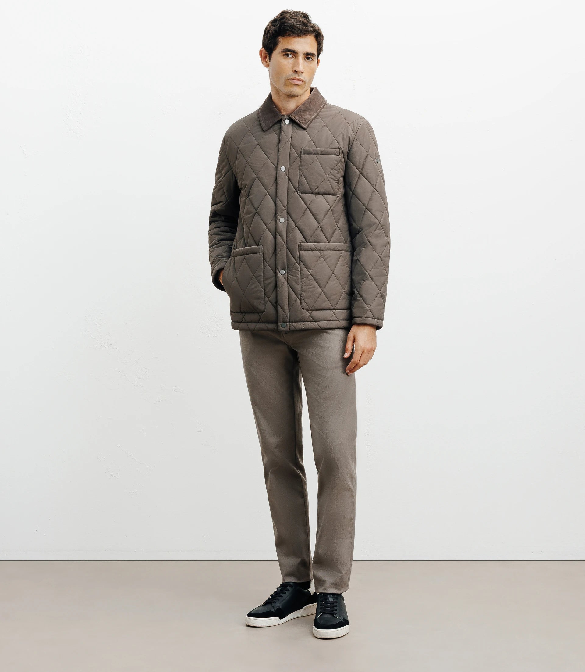 Blouson col chemise taupe - IZAC