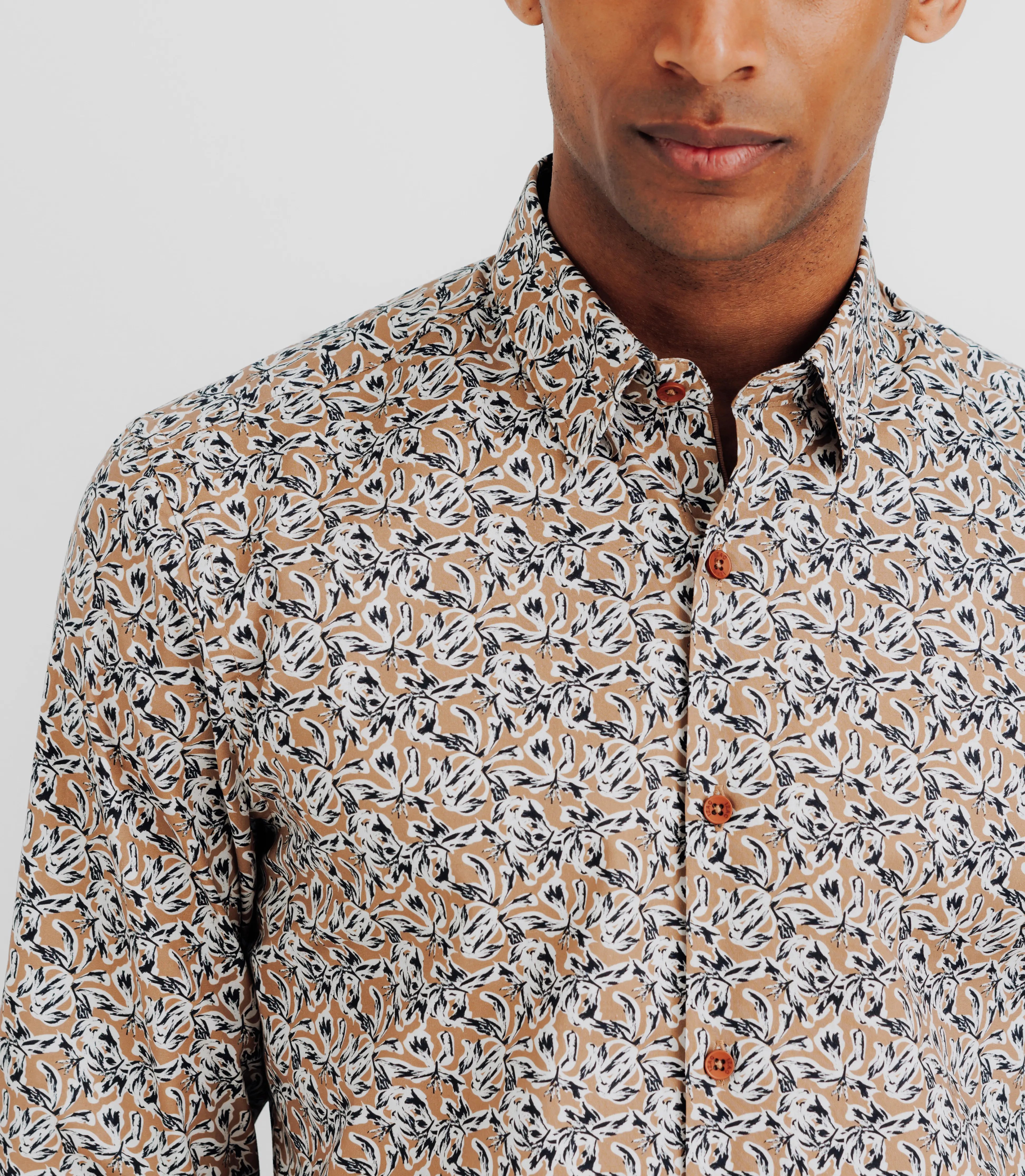 Chemise avec imprimé floral camel - IZAC