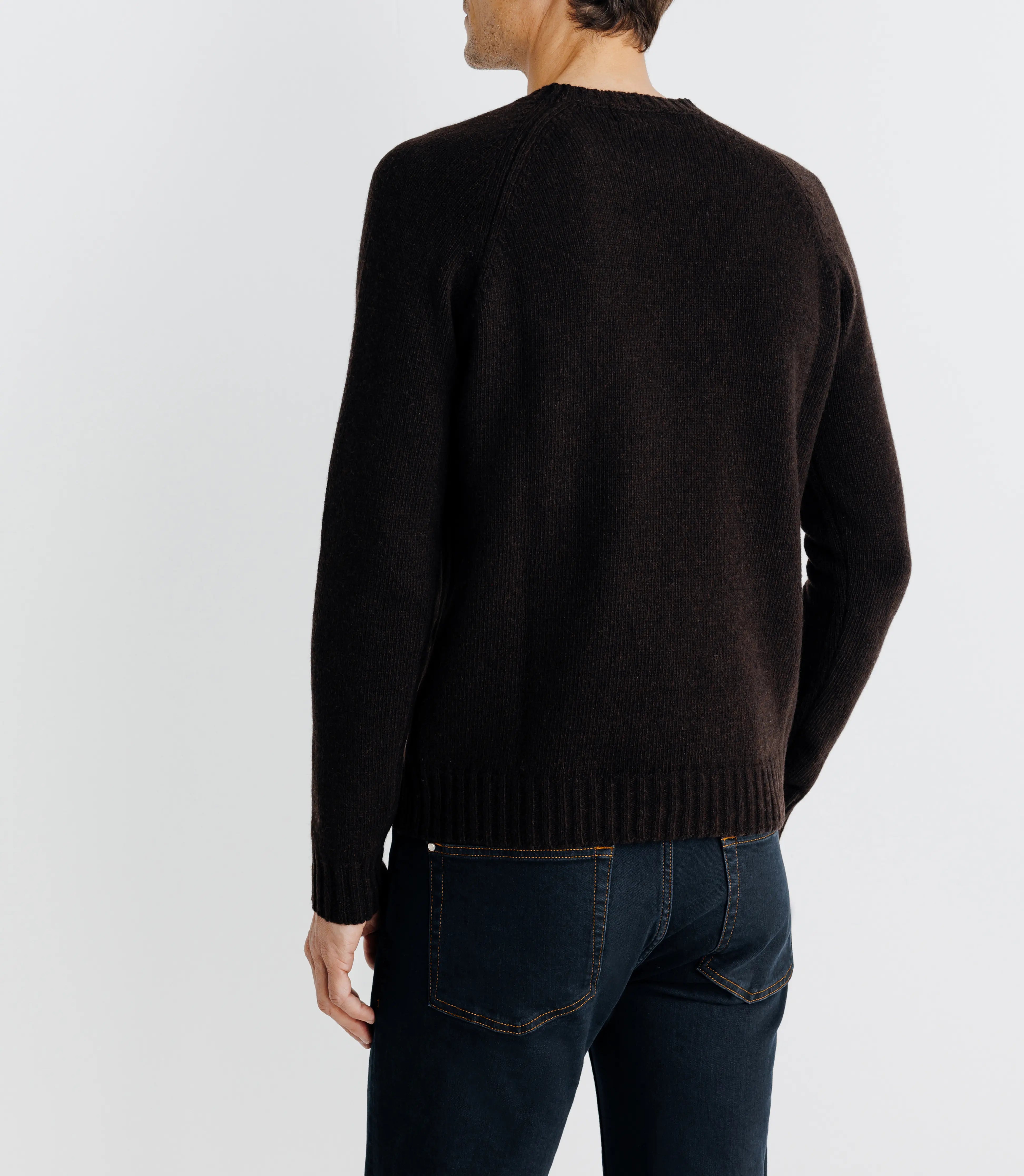 Pull lambswool col rond marron - IZAC