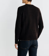 Pull lambswool col rond marron - IZAC