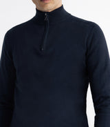 Pull coton/cachemire col zippé bleu marine - IZAC