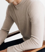 Pull col rond 100% cachemire beige - IZAC