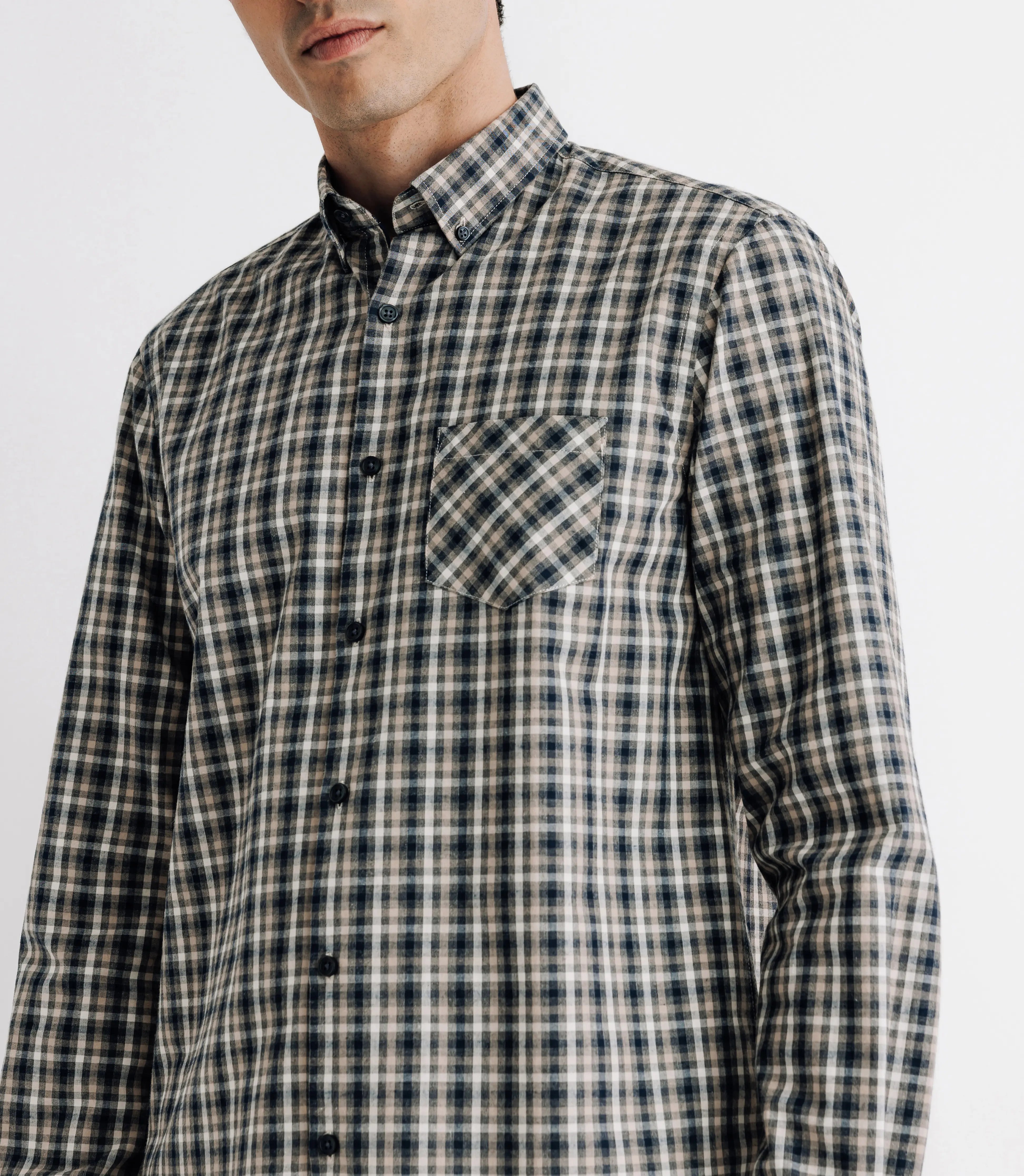 Chemise à petits carreaux beige - IZAC