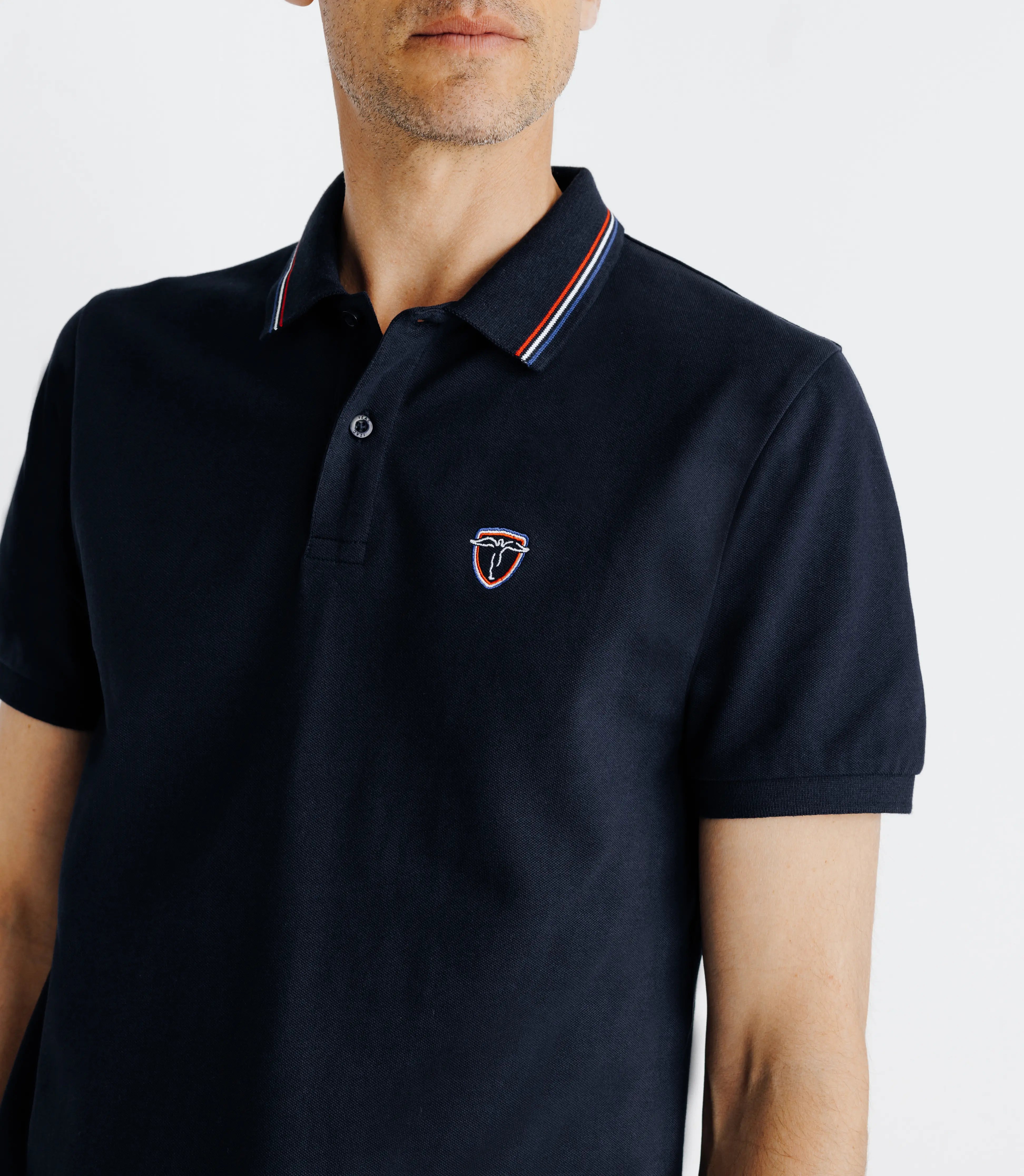 Polo piqué boutonné marine - IZAC