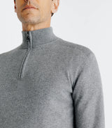 Pull coton/cachemire col zippé gris - IZAC