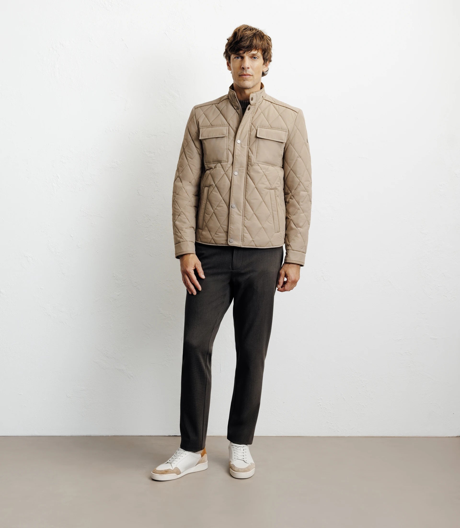 Blouson col chemise beige - IZAC