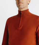 Pull coton/cachemire col zippé brique - IZAC